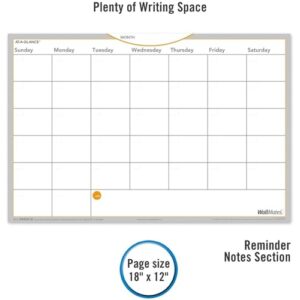 AT-A-GLANCE AW402028 WallMates Self-Adhesive Dry Erase Monthly Planning Surface, 18 x 12