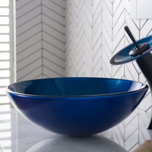 Kraus GV-204 Irruption Blue Glass Vessel Bathroom Sink