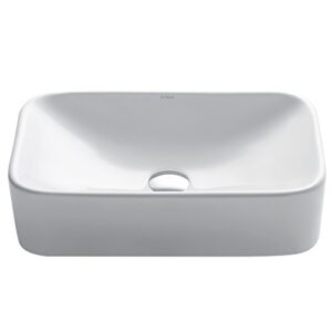 kraus kcv-122 ceramic above counter rectangular bathroom sink, 19.44 x 11.84 x 5 inches, white