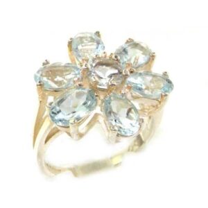 925 sterling silver natural aquamarine womens cluster ring - sizes 4 to 12 available