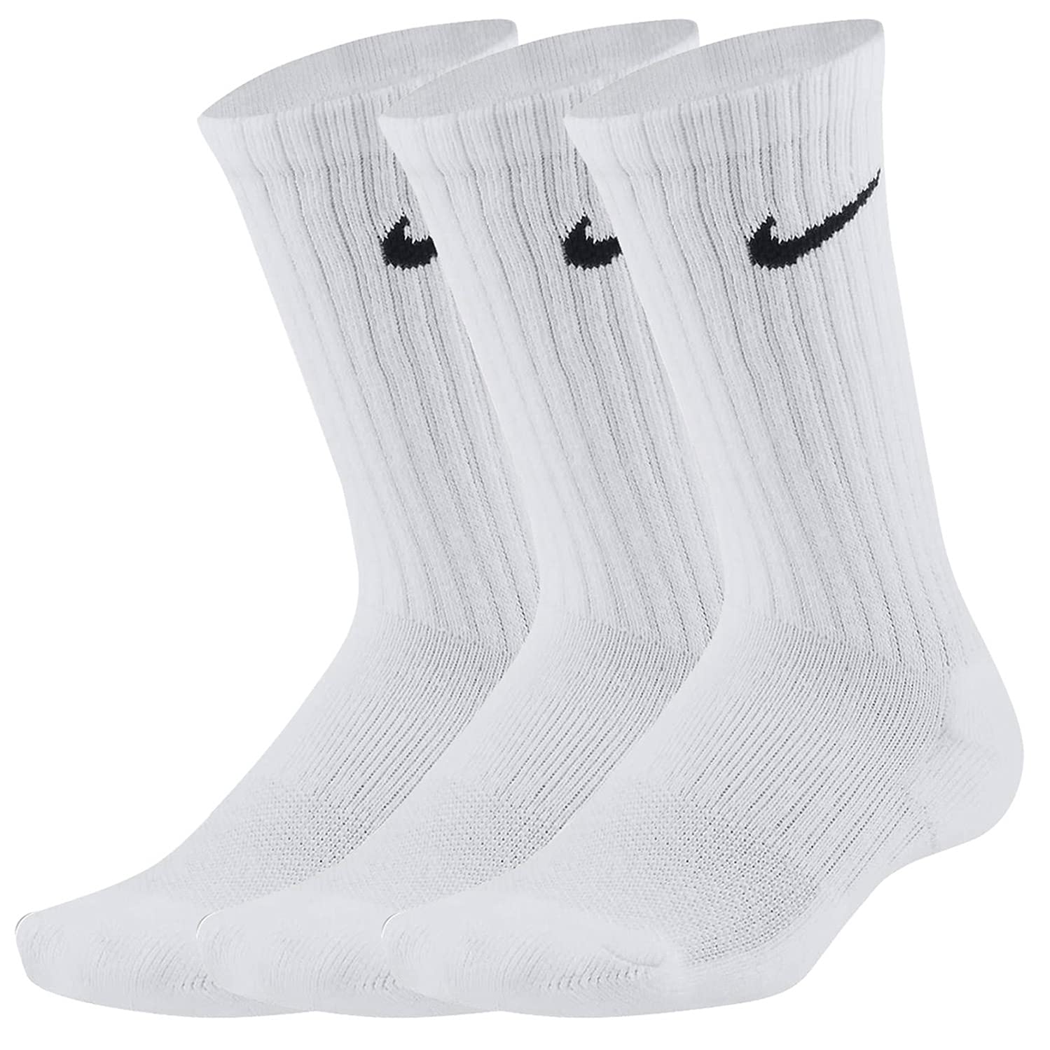 NIKE Boys' Performance Cushion Crew Socks with Band (6 Pair), White/Black, One Size