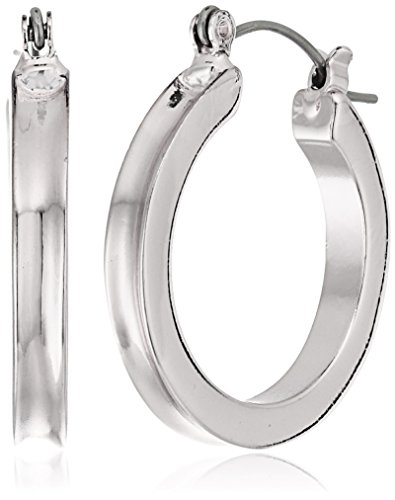 GUESS "Basic" Silvertone Wide Band Mini Hoop Earrings