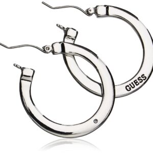 GUESS "Basic" Silver Logo Small Hoop Earrings