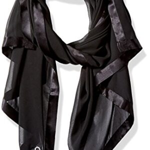 Calvin Klein Women's Lightweight Wrap Scarf, deep black, One Size