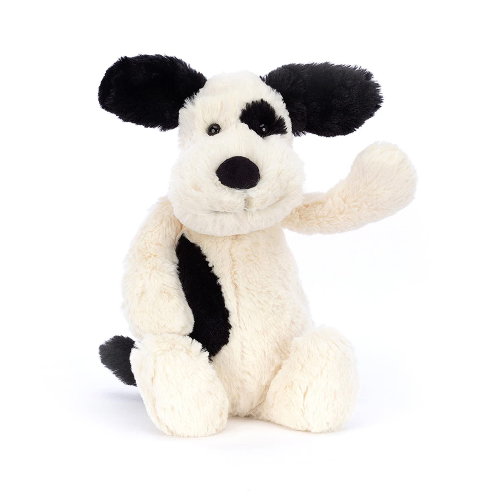 Jellycat Bashful Black and Cream Puppy Stuffed Animal Plush Dog, Medium, 12 inches