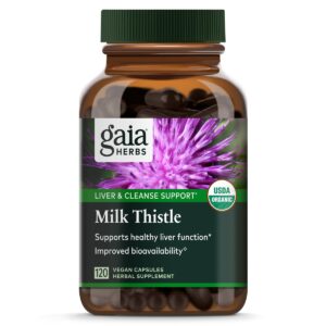 gaia herbs milk thistle - liver supplement & cleanse support for maintaining healthy liver function* - 120 vegan capsules (40-day supply)