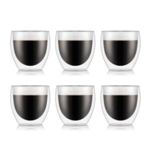 bodum pavina 2-1/2-ounce double wall espresso/shot glass, set of 6