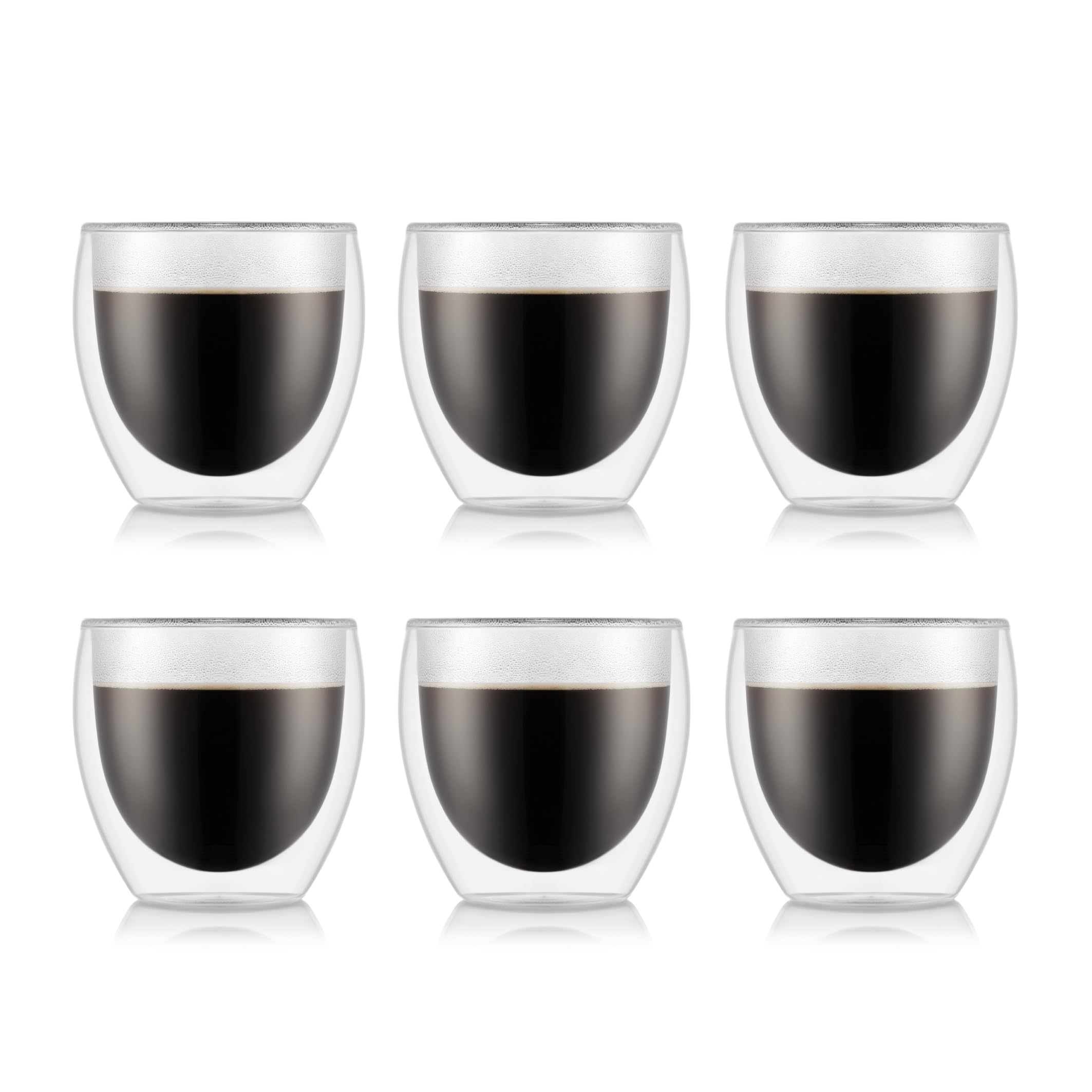 Bodum Pavina 2-1/2-Ounce Double Wall Espresso/Shot Glass, Set of 6