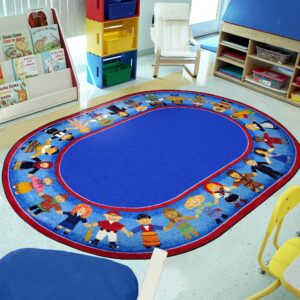 Joy Carpets Children of Many Cultures Rug, Multi, 7'8" x 10'9" Oval