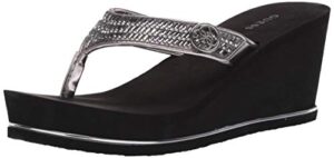 guess womens sarraly flip-flop, pewter 179, 8 us