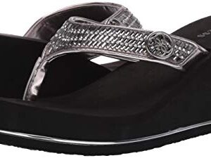 GUESS Womens Sarraly Flip-Flop, Pewter 179, 8 US