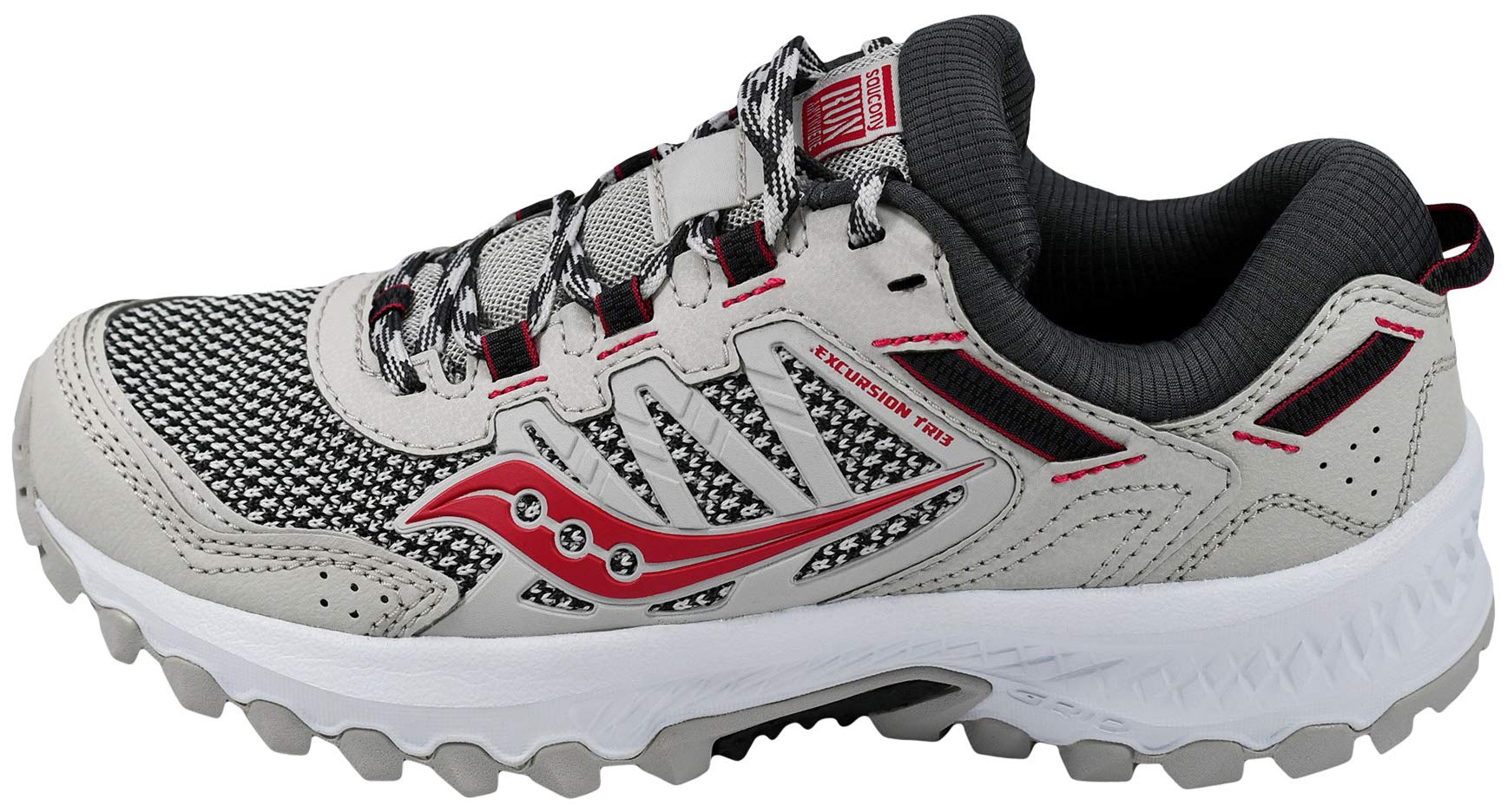 Saucony Women's Versafoam Excursion Tr13 Trail Running Shoe, Grey/Black/Burgundy, 8.5