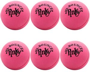 ja-ru hi-bounce pinky ball (6 pack) rubber-handball bouncy balls for kids and adults. small pink stress bounce ball. indoor and outdoor sport party favors.therapy. plus 1 small ball. #976-6a