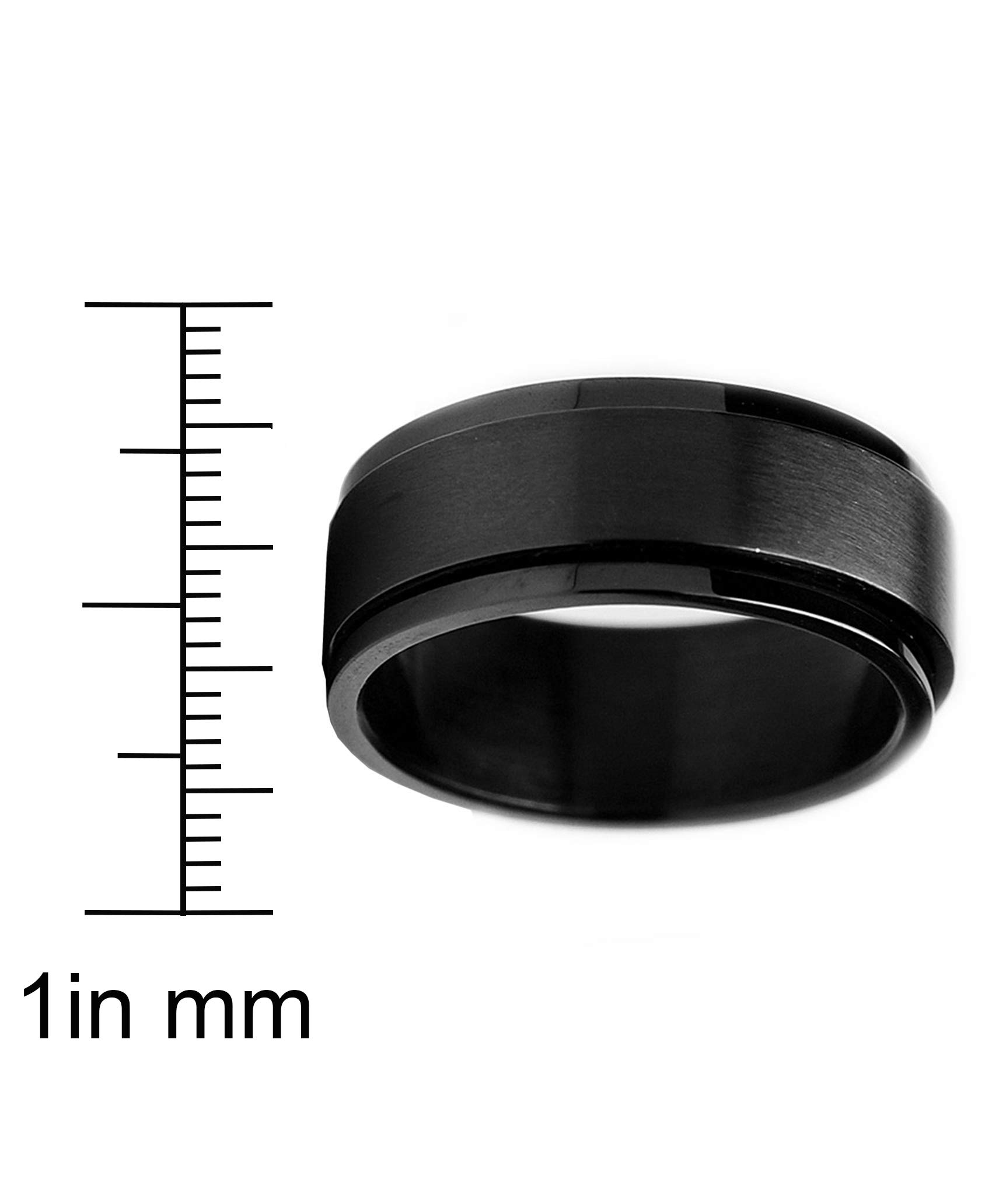 Metal Masters Co. Men's 8MM Black Stainless Steel Spinner Ring Band Anxiety