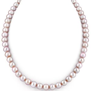 The Pearl Source 14K Gold 7-8mm AAAA Quality Pink Freshwater Cultured Pearl Necklace for Women in 16" Choker Length