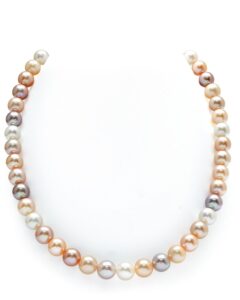 the pearl source 14k gold 8-9mm aaa quality multicolor freshwater cultured pearl necklace for women in 16" choker length