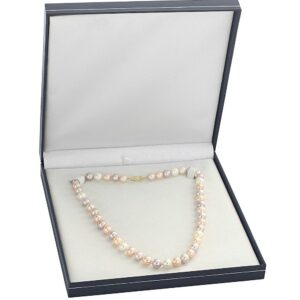 The Pearl Source 14K Gold 8-9mm AAA Quality Multicolor Freshwater Cultured Pearl Necklace for Women in 16" Choker Length