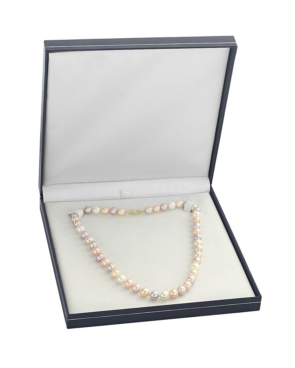 The Pearl Source 14K Gold 8-9mm AAA Quality Multicolor Freshwater Cultured Pearl Necklace for Women in 16" Choker Length