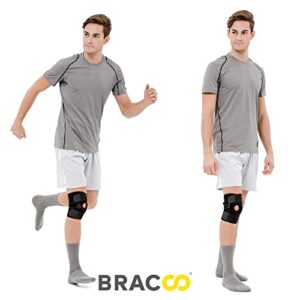 Bracoo Adjustable Compression Knee Patellar Pad Tendon Support Sleeve Brace for Men Women - Arthritis Pain, Injury Recovery, Running, Workout, KS10 (Black)