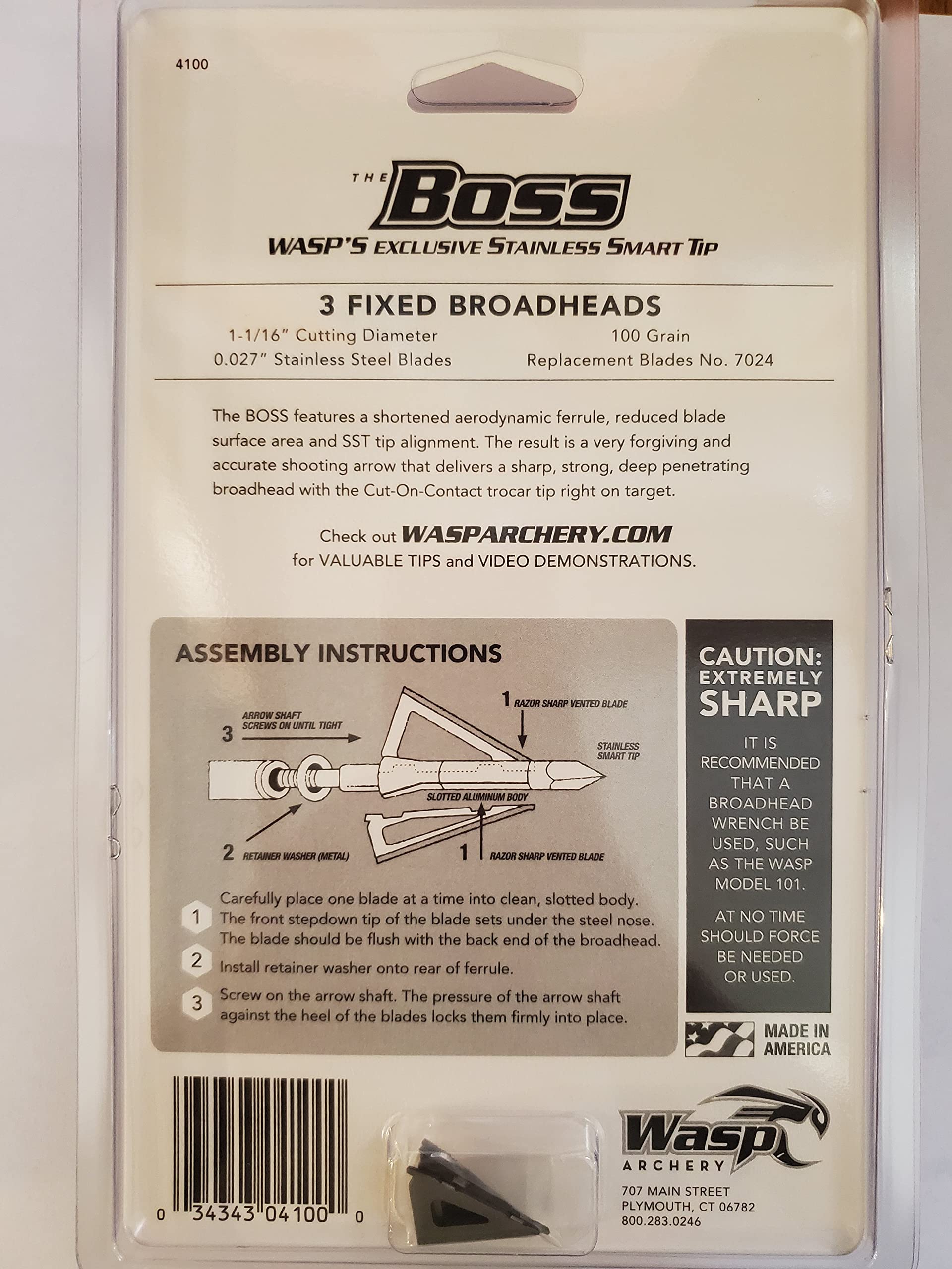 Wasp Archery Products Boss SST 4-Blade 100 grain Broadhead