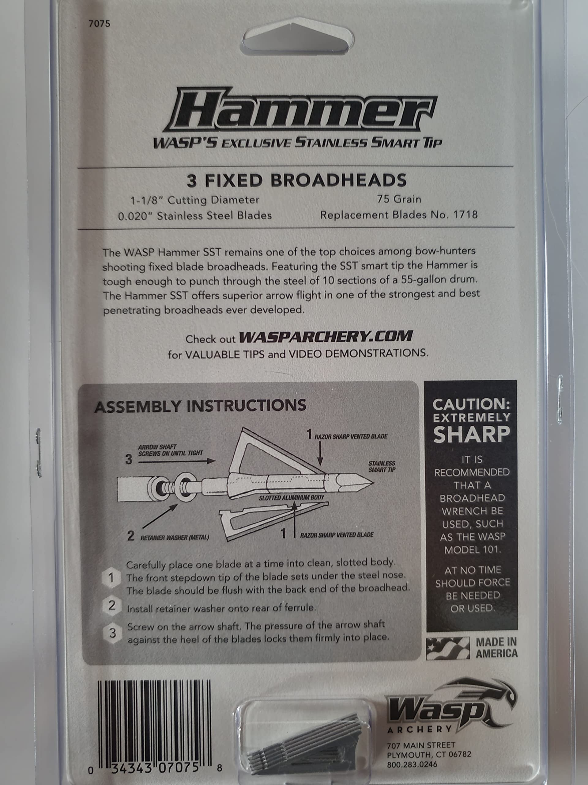 WASP Archery Hammer SST 75G 3PK