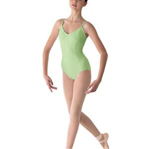 Mirella Women's Princess Seam V-Front Camisole Dance Leotard,Seafoam,Medium/Long