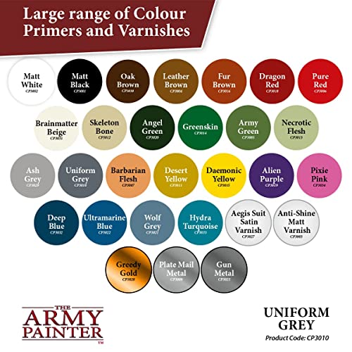 The Army Painter Color Primer Spray Paint, Uniform Grey, 400ml, 13.5oz - Acrylic Spray Undercoat for Miniature Painting - Spray Primer for Plastic Miniatures