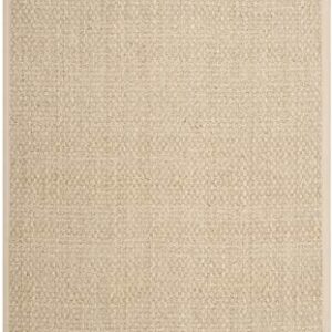 SAFAVIEH Natural Fiber Collection Area Rug - 6' x 9', Natural & Beige, Border Basketweave Seagrass Design, Easy Care, Ideal for High Traffic Areas in Living Room, Bedroom (NF114A)