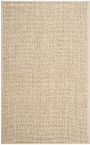 SAFAVIEH Natural Fiber Collection Area Rug - 6' x 9', Natural & Beige, Border Basketweave Seagrass Design, Easy Care, Ideal for High Traffic Areas in Living Room, Bedroom (NF114A)