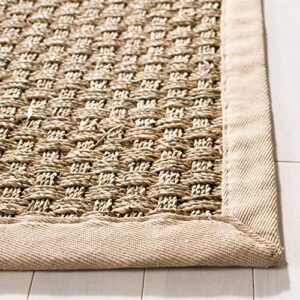 SAFAVIEH Natural Fiber Collection Area Rug - 6' x 9', Natural & Beige, Border Basketweave Seagrass Design, Easy Care, Ideal for High Traffic Areas in Living Room, Bedroom (NF114A)