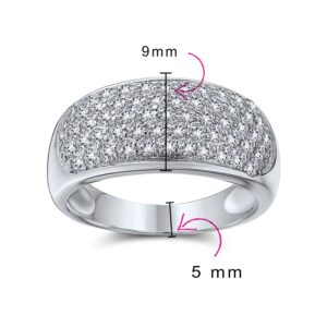 Bling Jewelry Personalized Micro Pave AAA Cubic Zirconia Cocktail Anniversary Wide CZ Pave Anniversary Statement 1/2 Eternity Dome Wedding Band Ring For Women .925 Sterling Silver Customizable