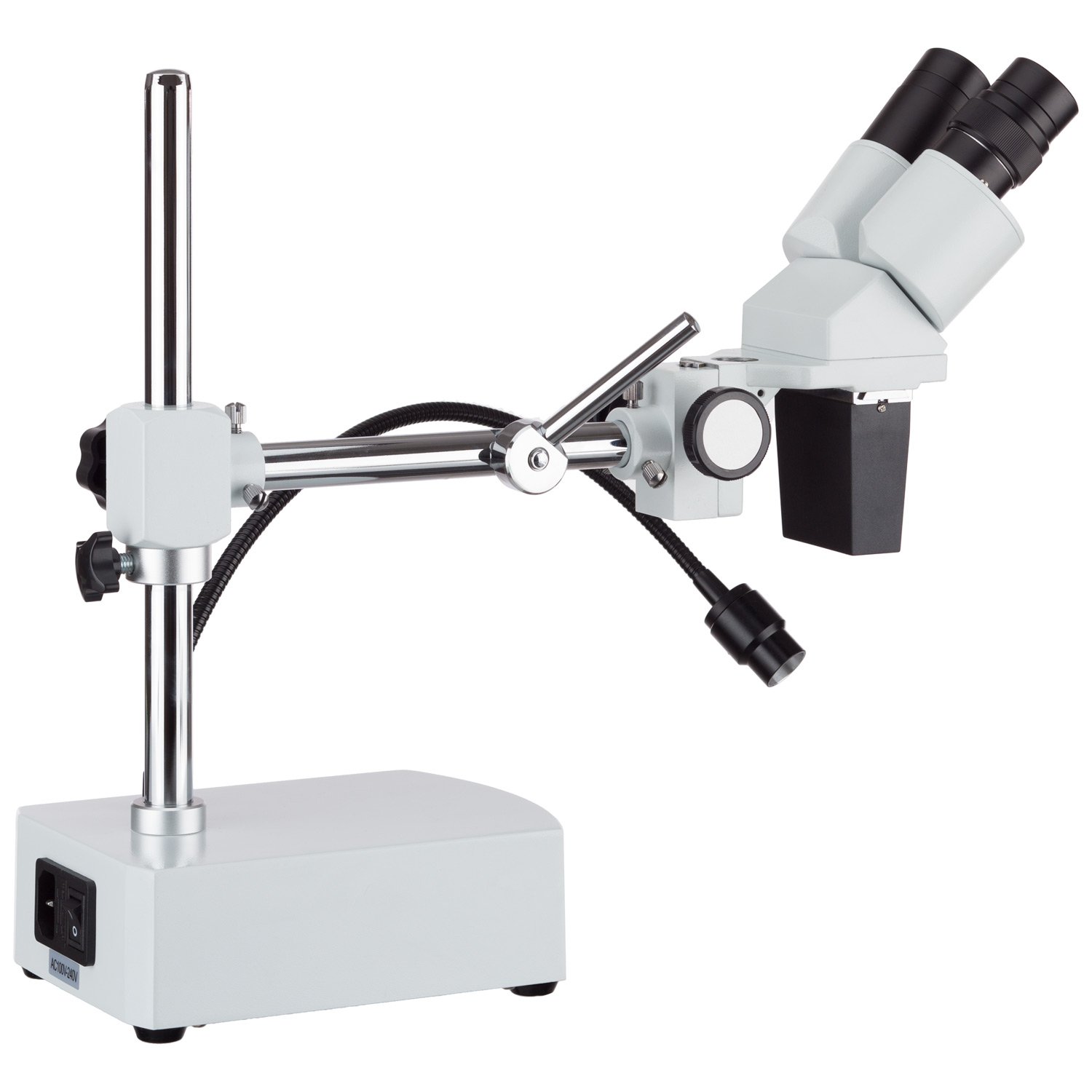 AmScope SE400-Y Professional Binocular Stereo Microscope, WF10x and WF15x Eyepieces, 10X and 15X Magnification, 1X Objective, LED Lighting, Boom-Arm Stand, 110V-120V