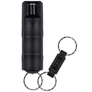 SABRE Defense Spray, 3-in-1 Formula Contains Max Strength Pepper Spray, CS Military Tear Gas & UV Marking Dye, Quick Release Key Ring for Easy Carry, Finger Grip for More Accurate Aim, 0.54 fl oz