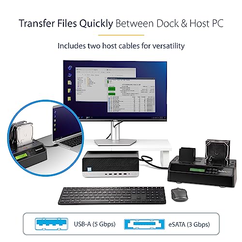 StarTech.com 4-Bay Hard Drive Duplicator and Eraser, External Standalone 1:3 HDD/SSD Cloner/Copier, USB 3.0 / eSATA to SATA Docking Station, Hard Disk Copier / Sanitizer / Wiper Tool (SATDOCK4U3RE)