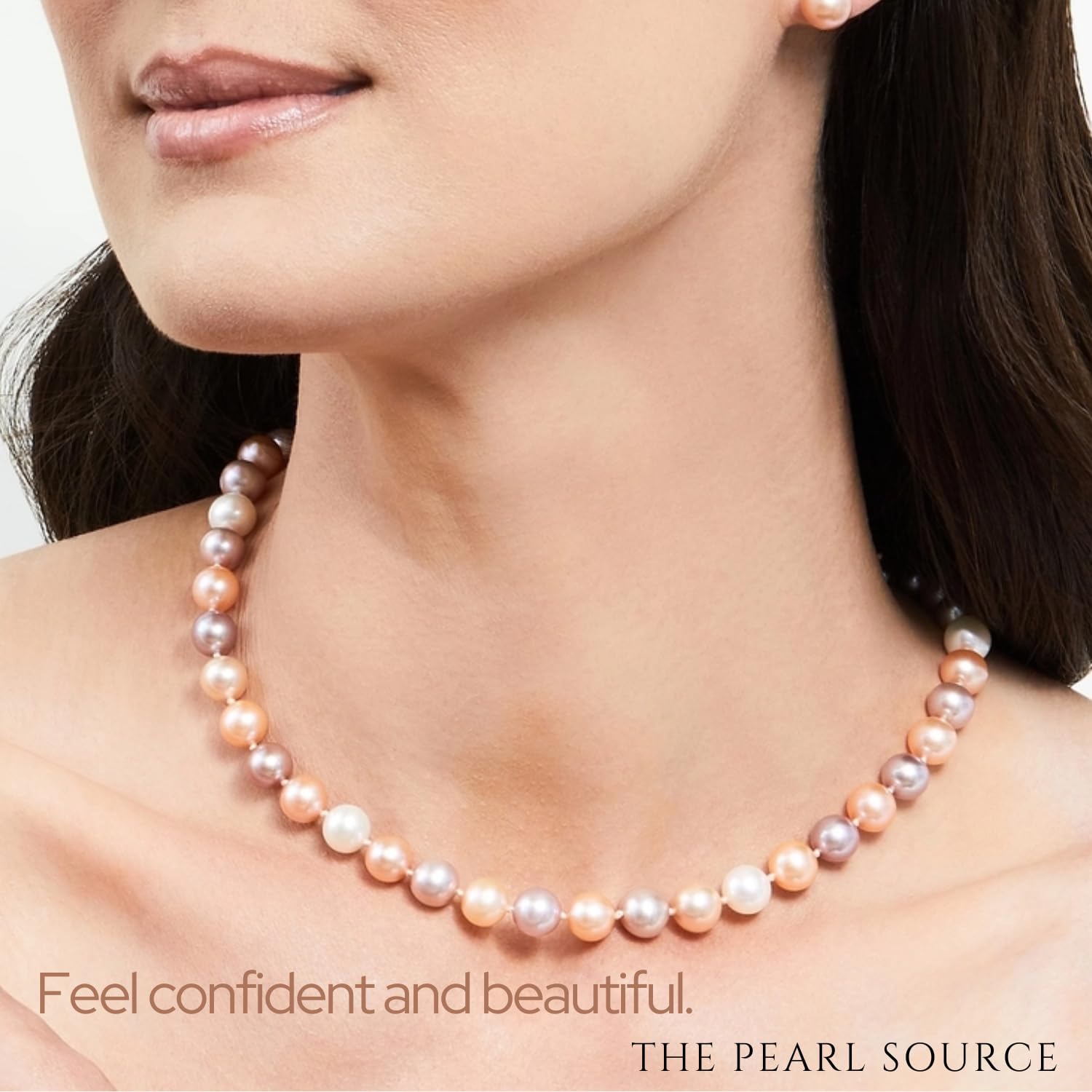 The Pearl Source 6.5-7.0mm AAA Quality Multicolor Freshwater Cultured Pearl Necklace for Women in 18" Princess Length