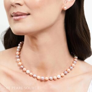 The Pearl Source 6.5-7.0mm AAA Quality Multicolor Freshwater Cultured Pearl Necklace for Women in 18" Princess Length