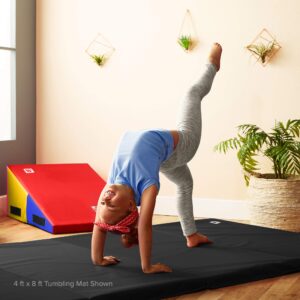 We Sell Mats 4 ft x 8 ft x 2 in Gymnastics Mat, Folding Tumbling Mat, Portable with Hook & Loop Fasteners, Black