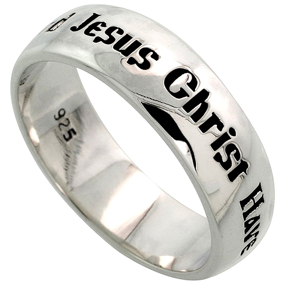 Sterling Silver LORD JESUS CHRIST HAVE MERCY ON ME Ring Flawless Polished Finish 1/4 inch size 8.5