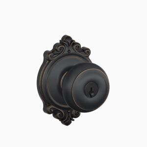 schlage f51 geo 716 brk brookshire collection georgian keyed entry knob, aged bronze