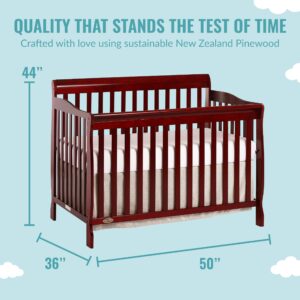 Ashton 4-In-1 Convertible Crib In Cherry, Greenguard Gold, JPMA Certified, Non-Toxic Finishes, Features 4 Mattress Height Settings, Made Of Solid Pinewood