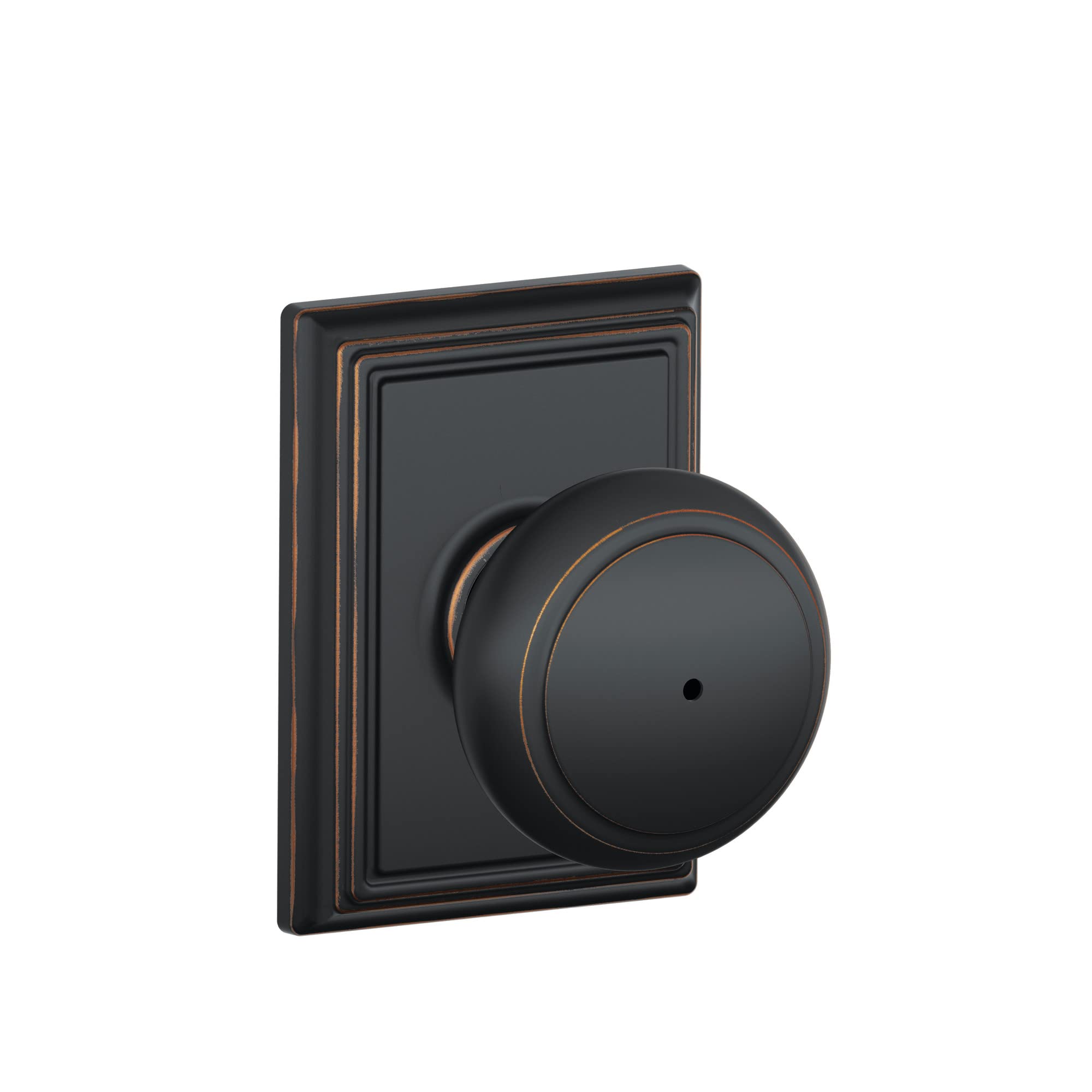 Schlage F40 AND 716 ADD Andover Door Knob with Addison Trim, Bed & Bath Privacy Lock, Aged Bronze