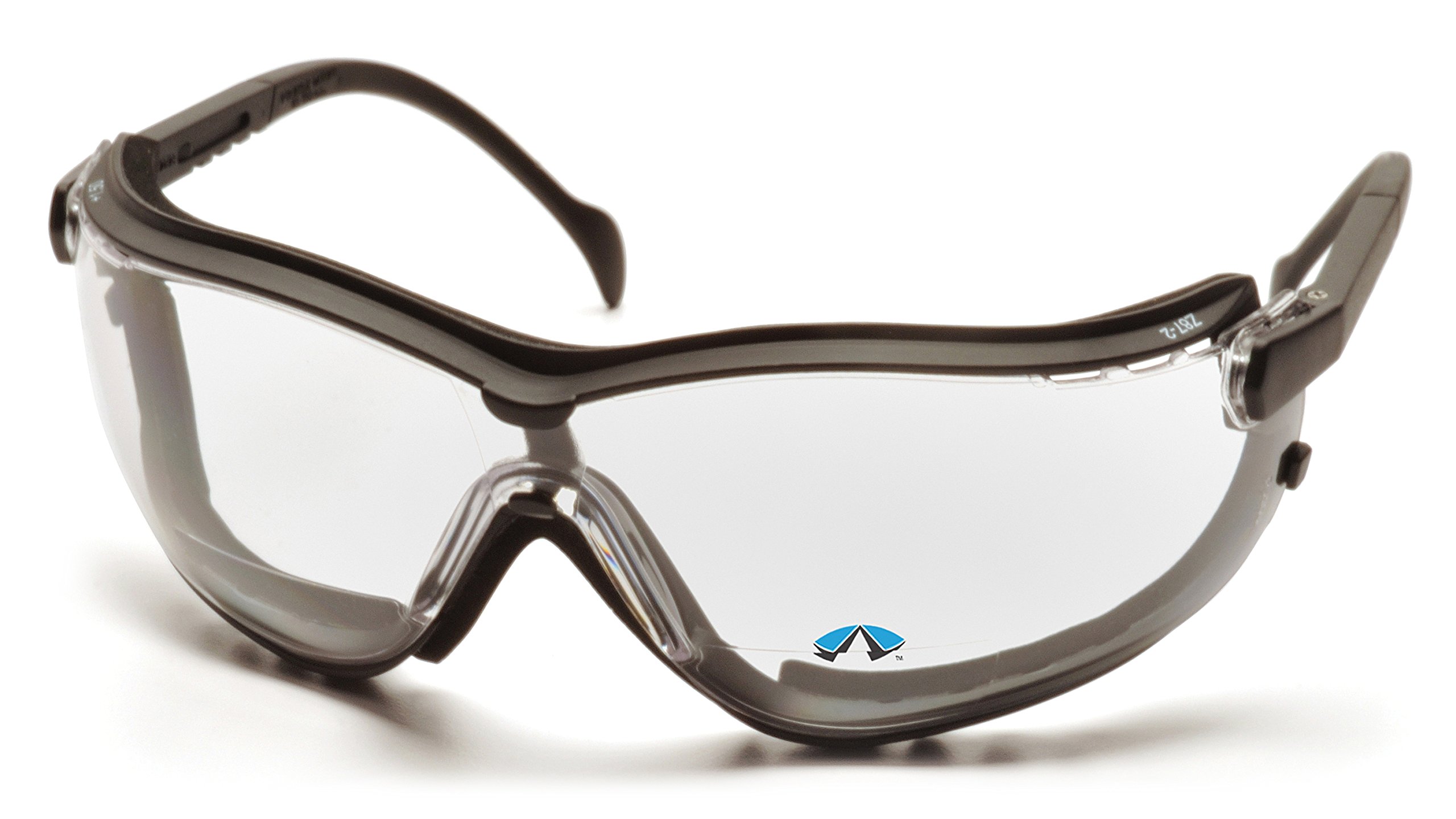 Pyramex Safety V2G Readers Eyewear, Black Strap/Temples, Clear +2.5 Anti-Fog Lens, Black Frame/Clear Anti-fog +2.5 Lens