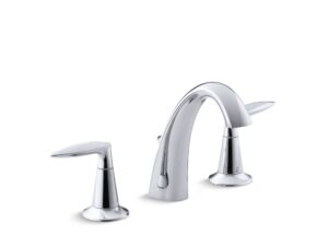 kohler k-45102-4-cp alteo 2-handle widespread bathroom faucet with metal drain assembly in polished chrome