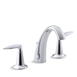 KOHLER K-45102-4-CP Alteo 2-Handle Widespread Bathroom Faucet with Metal Drain Assembly in Polished Chrome