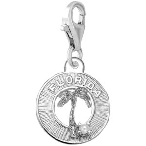 rembrandt charms florida palm tree charm with lobster clasp, sterling silver