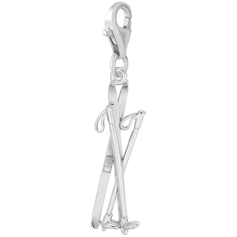 Rembrandt Charms Cross Country Skis Charm with Lobster Clasp, Sterling Silver