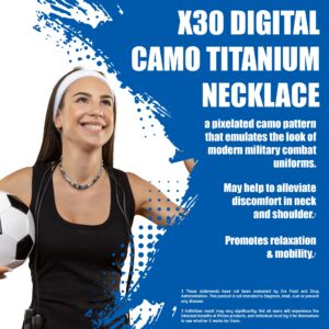 Phiten X30 Digital Camo Titanium Necklace - Sport Necklace Permeated with Aqua Titanium Technology for Neck and Shoulder Tension - Power Elastomer Core with Micro Titanium Spheres - Night, 18 Inch