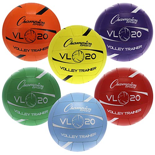 Champion Sports Training Volleyball, Size 8, Indoor and Outdoor, with Soft, Hand-Sewn Nylon Panels - Lightweight Volleyballs for Practicing, Recreation - Premium Volleyball Equipment and Gear - Set