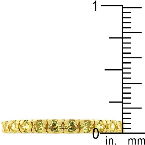 Kate Bissett 18k Gold Plated Eternity Ring with Channel Set Yellow Cubic Zirconia Size 7