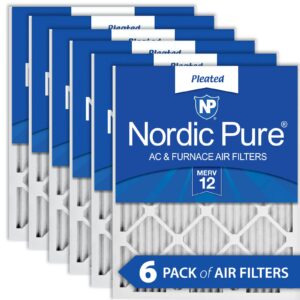 nordic pure 16x20x1 (15 1/2 x 19 1/2 x 3/4) pleated merv 12 air filters 6 pack